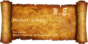 Mechel Ervin névjegykártya